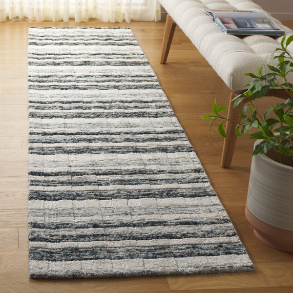 Safavieh Element Hand Loomed Wool Runner Rug Abstract Navy Ivory for Hallways and Foyers ELM501N-29