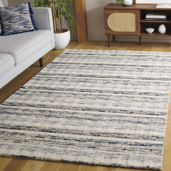 Safavieh Element Hand-Loomed Wool Area Rug Abstract Navy Ivory for Living Room or Bedroom ELM501N-5