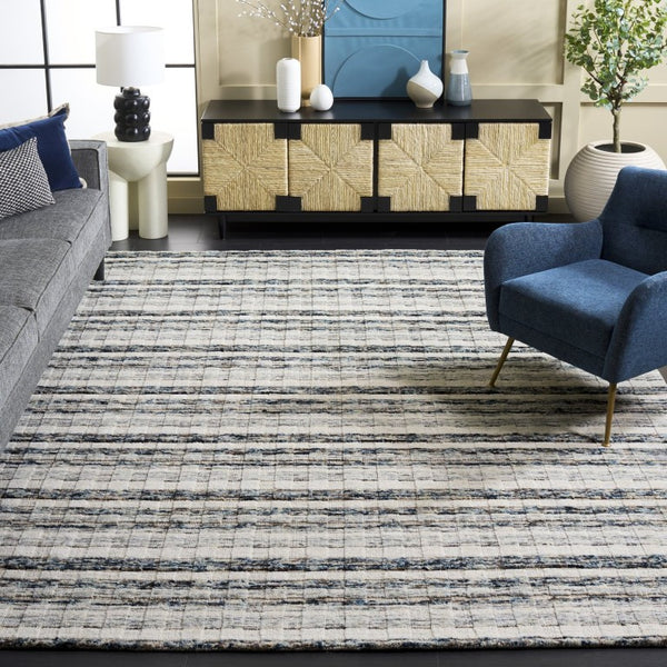 Safavieh Element Hand Loomed Wool Area Rug Abstract Navy Ivory Pattern for Living Room ELM501N-8