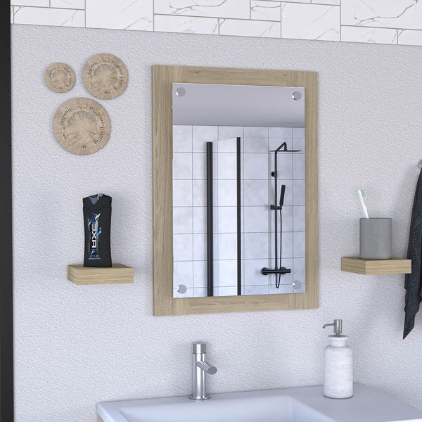English Elm Vanguard Light Pine Bathroom Mirror Frame - Beige Particle Board Looking Glass, Durable Modern Accent B07092005