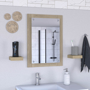 English Elm Vanguard Light Pine Bathroom Mirror with Sleek Manufactured Wood Frame, Modern, Easy Assembly B20092005