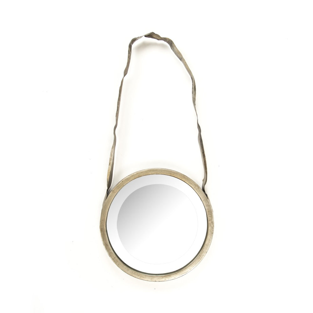 Zentique Artisanat Mirror - Elegant Rustic Iron Frame With Distressed Silver Finish For Home Décor Focal Point Distressed Silver Iron,Mirror,Mdf Elt142467