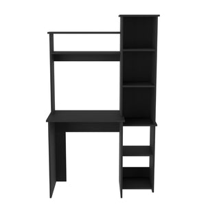 English Elm Versalles Space-Saving Writing Desk With Two Shelves, Five Cubbies – Modern Black Design For Organizing B20092001-GIGA