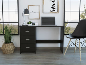 English Elm Classic 3 Drawers Writing Desk Black — Stylish Compact Home Office Table with Ample Storage & Durable Particleboard Finish B07091903