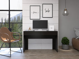 English Elm Acre Modern Writing Desk With Two Drawers - Sleek Black Design For Productivity & Organization B07091889
