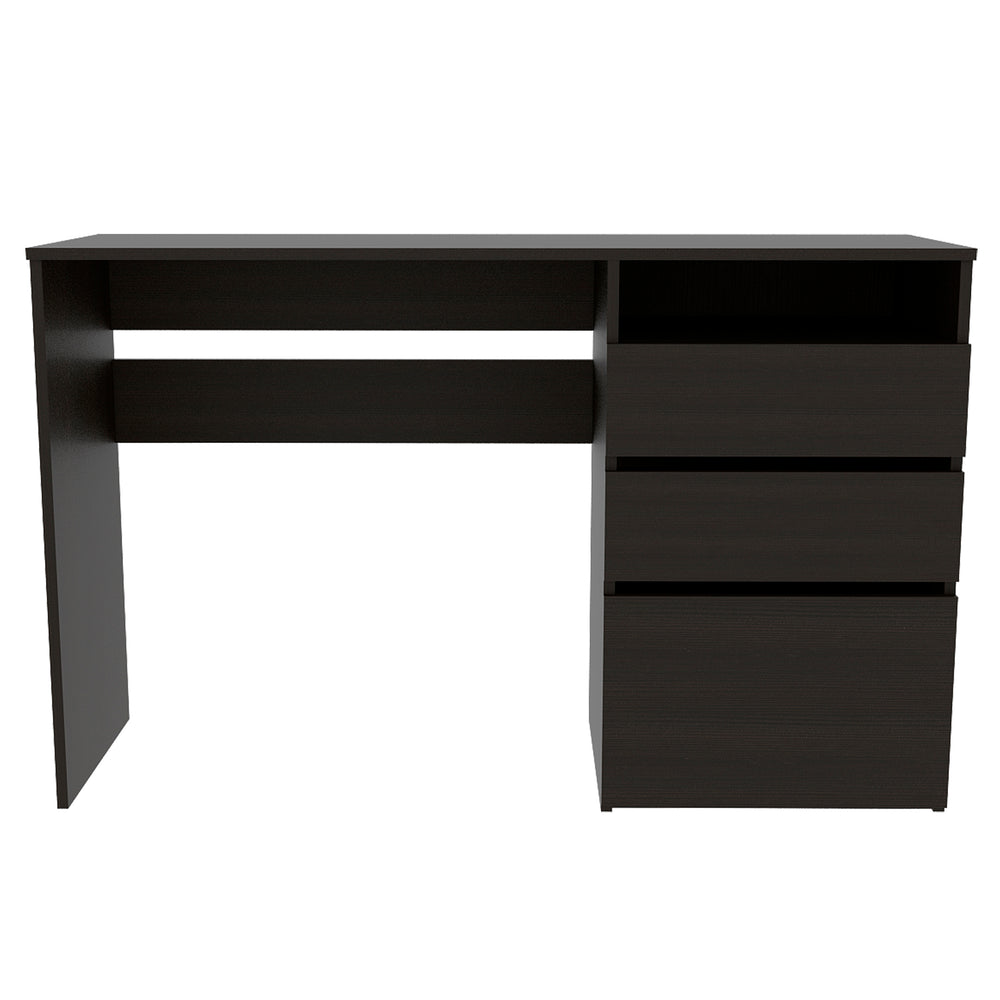 English Elm Dublin modern three-drawer computer desk with single shelf, sturdy particleboard construction, sleek design Black 51.6 L x 20.5 W x 5.5 H B07091905