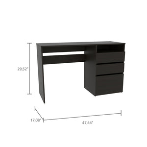 English Elm Dublin modern three-drawer computer desk with single shelf, sturdy particleboard construction, sleek design Black 51.6 L x 20.5 W x 5.5 H B07091905