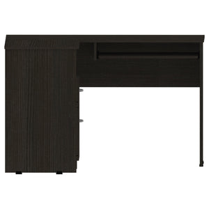 English Elm Mix L-Shaped Desk With Keyboard Tray & Storage Drawers - Modern Black Design For Home Offices B07091961