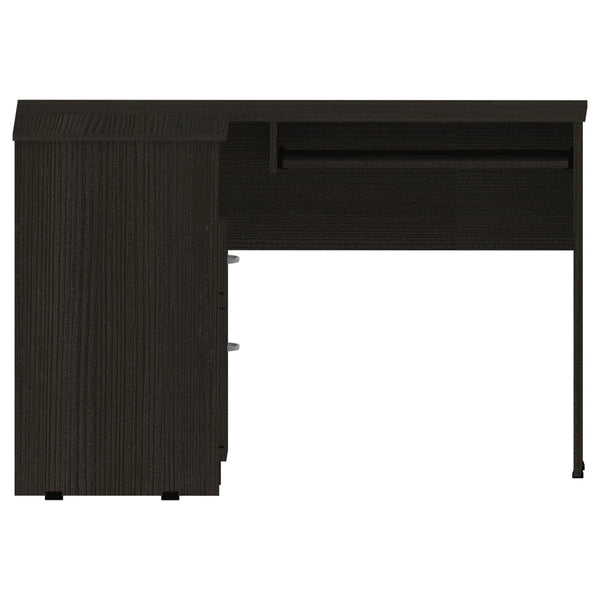 English Elm Mix L-Shaped Desk With Keyboard Tray & Storage Drawers - Modern Black Design For Home Offices B07091961