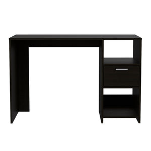 English Elm Computer Desk - Modern Black Workspace With 1 Drawer & 2 Open Shelves For Stylish Organization B097133107