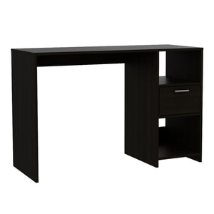 English Elm Computer Desk - Modern Black Workspace With 1 Drawer & 2 Open Shelves For Stylish Organization B097133107