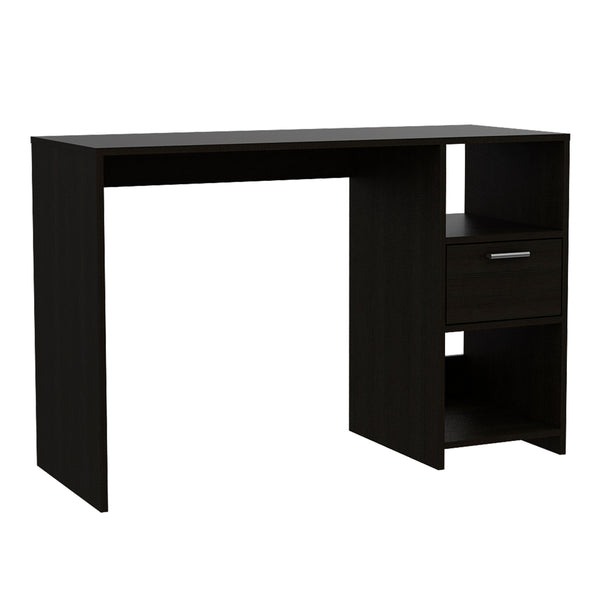 English Elm Computer Desk - Modern Black Workspace With 1 Drawer & 2 Open Shelves For Stylish Organization B097133107