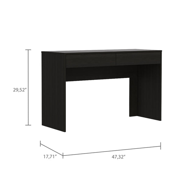 English Elm Computer desk with two drawers and spacious work surface, sleek handleless storage, compact modern design for home offices Black 51.18 L x 21.65 W x 4.72 H B097132879