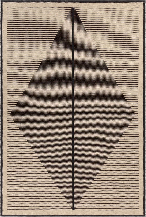 Chandra Rugs Hand-woven Eco-friendly Contemporary Rug - Stunning Recycled Polyester For Chic Home Décor Upgrade! Beige,Black Recycled Polyester Ely51600-576