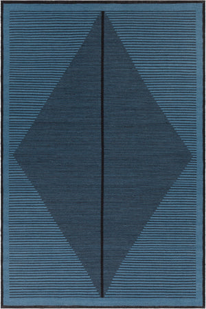 Chandra Rugs Hand-woven Contemporary Rug - Eco-friendly Masterpiece With Unique Patterns To Elevate Your Décor Blue,Black Recycled Polyester Ely51601-576