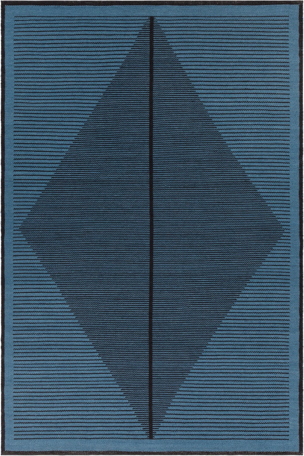 Chandra Rugs Hand-woven Contemporary Rug - Eco-friendly Masterpiece With Unique Patterns To Elevate Your Décor Blue,Black Recycled Polyester Ely51601-576