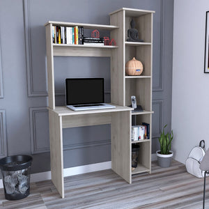 English Elm Versalles Writing Desk - Elegant Light Gray With Two Shelves & Five Cubbies For Organized Spaces B07092002-GIGA