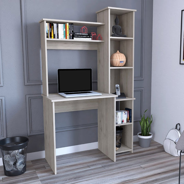 English Elm Versalles Writing Desk - Elegant Light Gray With Two Shelves & Five Cubbies For Organized Spaces B07092002-GIGA