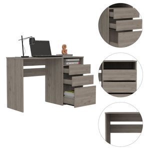 English Elm Dublin Three Drawer Computer Desk with One Shelf, Spacious 47.4" Work Surface and Hidden Storage Space Gray 51.6 L x 20.5 W x 5.5 H B20091906