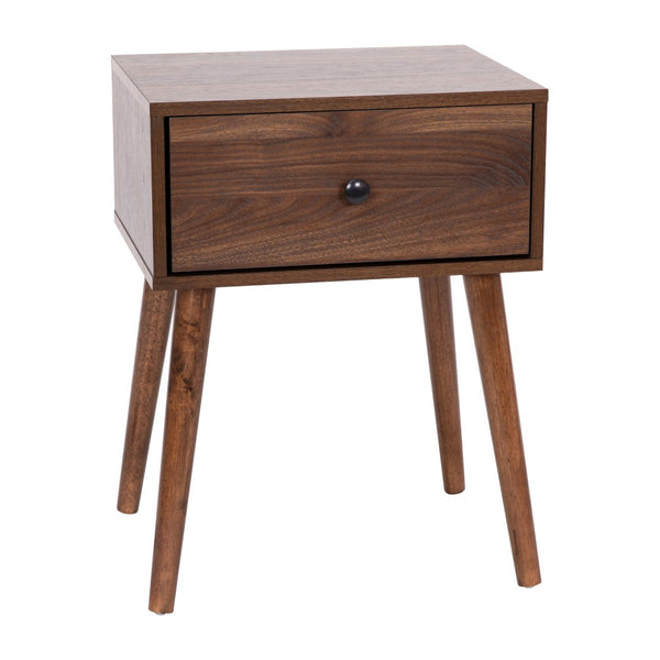 English Elm Hatfield Mid-Century Modern One Drawer Nightstand - Stylish Accent Table with Soft Close Storage EM-0319-WAL-GG