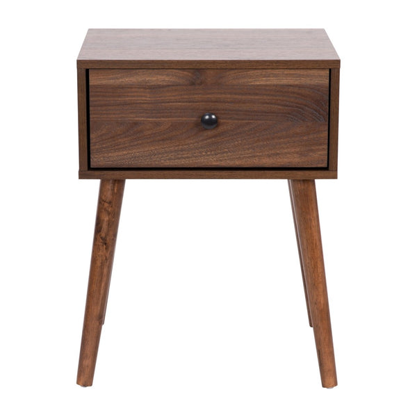 English Elm Hatfield Mid-Century Modern One Drawer Nightstand - Stylish Accent Table with Soft Close Storage EM-0319-WAL-GG