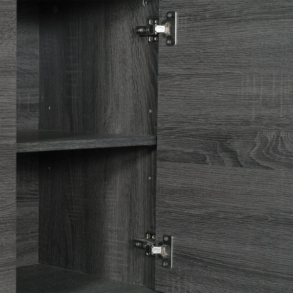 English Elm Hatfield Mid-Century Modern 4-Door Storage Buffet Sideboard with Adjustable Shelves and Soft-Close Doors Black Wash 59.25" EM-0372-BK-GG