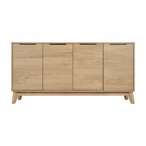English Elm Hatfield Mid-Century Modern 4-Door Storage Buffet Sideboard with Adjustable Shelves and Soft-Close Doors Light Natural 59.25" EM-0372-LTNAT-GG