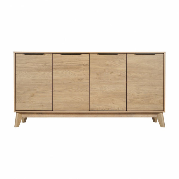 English Elm Hatfield Mid-Century Modern 4-Door Storage Buffet Sideboard with Adjustable Shelves and Soft-Close Doors Light Natural 59.25" EM-0372-LTNAT-GG