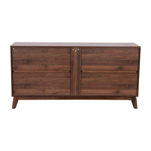 English Elm Hatfield Mid-Century Modern 4-Door Storage Buffet Sideboard with Adjustable Shelves and Soft-Close Doors Dark Walnut 59.25" EM-0372-WAL-GG