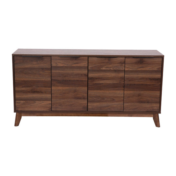 English Elm Hatfield Mid-Century Modern 4-Door Storage Buffet Sideboard with Adjustable Shelves and Soft-Close Doors Dark Walnut 59.25" EM-0372-WAL-GG