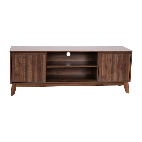 English Elm Hatfield Mid-Century Modern TV Stand for 64" TVs - Stylish Media Center with Soft-Close Doors & Storage Dark Walnut 59" EM-TV1500-WAL-GG