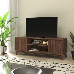 English Elm Hatfield Mid-Century Modern TV Stand for 64" TVs - Stylish Media Center with Soft-Close Doors & Storage Dark Walnut 59" EM-TV1500-WAL-GG
