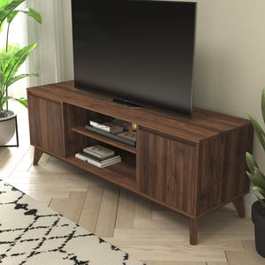 English Elm Hatfield Mid-Century Modern TV Stand for 64" TVs - Stylish Media Center with Soft-Close Doors & Storage Dark Walnut 59" EM-TV1500-WAL-GG
