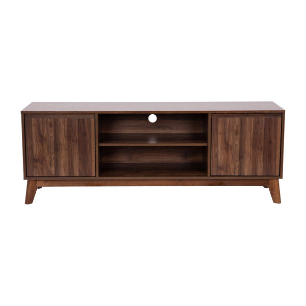 English Elm Hatfield Mid-Century Modern TV Stand for 64" TVs - Stylish Media Center with Soft-Close Doors & Storage Dark Walnut 59" EM-TV1500-WAL-GG
