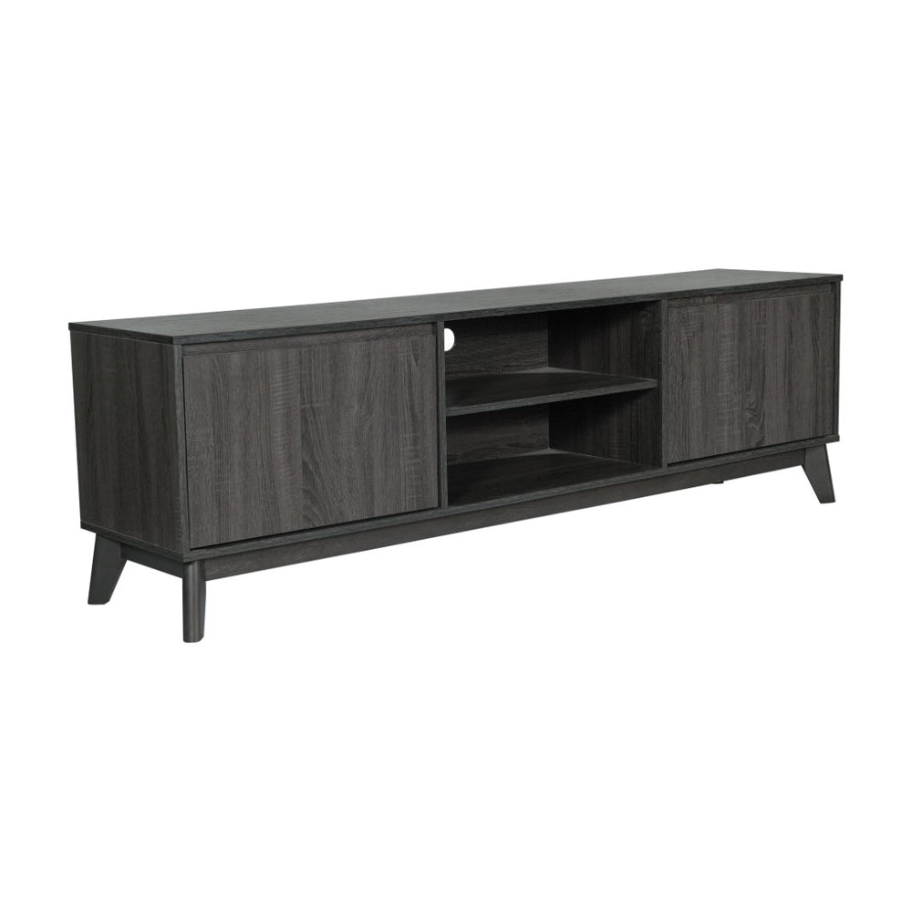 English Elm Hatfield Mid-Century Modern TV Stand for 64" TVs - Stylish Media Center with Soft-Close Doors & Storage Black Wash 71" EM-TV1801-BK-GG