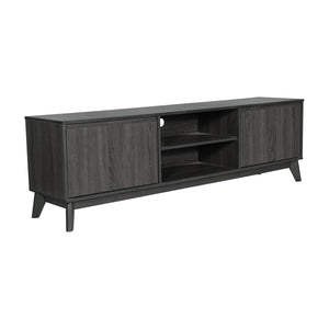 English Elm Hatfield Mid-Century Modern TV Stand for 64" TVs - Stylish Media Center with Soft-Close Doors & Storage Black Wash 71" EM-TV1801-BK-GG