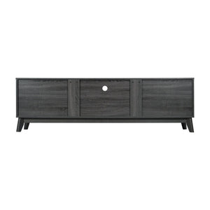 English Elm Hatfield Mid-Century Modern TV Stand for 64" TVs - Stylish Media Center with Soft-Close Doors & Storage Black Wash 71" EM-TV1801-BK-GG