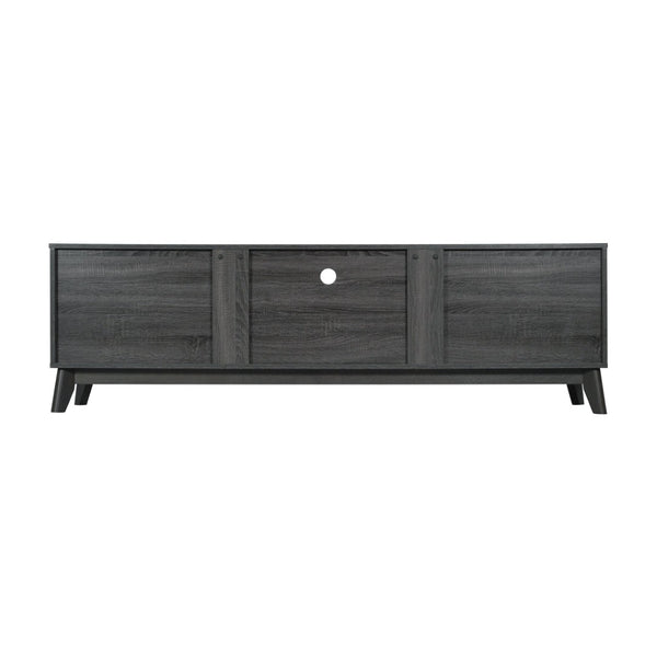 English Elm Hatfield Mid-Century Modern TV Stand for 64" TVs - Stylish Media Center with Soft-Close Doors & Storage Black Wash 71" EM-TV1801-BK-GG