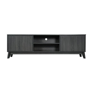 English Elm Hatfield Mid-Century Modern TV Stand for 64" TVs - Stylish Media Center with Soft-Close Doors & Storage Black Wash 71" EM-TV1801-BK-GG