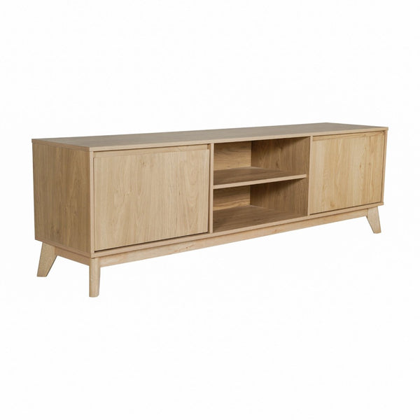 English Elm Hatfield Mid-Century Modern TV Stand for 64" TVs - Stylish Media Center with Soft-Close Doors & Storage Light Natural 71" EM-TV1801-LTNAT-GG