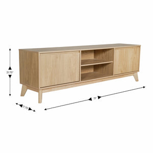 English Elm Hatfield Mid-Century Modern TV Stand for 64" TVs - Stylish Media Center with Soft-Close Doors & Storage Light Natural 71" EM-TV1801-LTNAT-GG