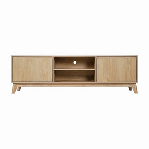 English Elm Hatfield Mid-Century Modern TV Stand for 64" TVs - Stylish Media Center with Soft-Close Doors & Storage Light Natural 71" EM-TV1801-LTNAT-GG
