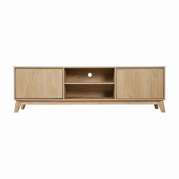 English Elm Hatfield Mid-Century Modern TV Stand for 64" TVs - Stylish Media Center with Soft-Close Doors & Storage Light Natural 71" EM-TV1801-LTNAT-GG