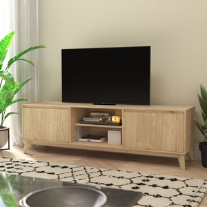 English Elm Hatfield Mid-Century Modern TV Stand for 64" TVs - Stylish Media Center with Soft-Close Doors & Storage Light Natural 71" EM-TV1801-LTNAT-GG