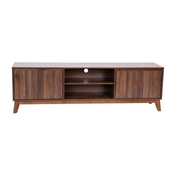 English Elm Hatfield Mid-Century Modern TV Stand for 64" TVs - Stylish Media Center with Soft-Close Doors & Storage Dark Walnut 71" EM-TV1801-WAL-GG