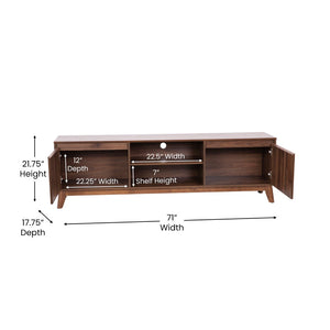 English Elm Hatfield Mid-Century Modern TV Stand for 64" TVs - Stylish Media Center with Soft-Close Doors & Storage Dark Walnut 71" EM-TV1801-WAL-GG