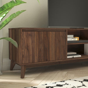 English Elm Hatfield Mid-Century Modern TV Stand for 64" TVs - Stylish Media Center with Soft-Close Doors & Storage Dark Walnut 71" EM-TV1801-WAL-GG