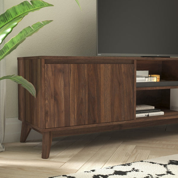 English Elm Hatfield Mid-Century Modern TV Stand for 64" TVs - Stylish Media Center with Soft-Close Doors & Storage Dark Walnut 71" EM-TV1801-WAL-GG