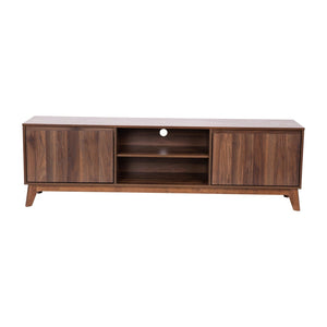 English Elm Hatfield Mid-Century Modern TV Stand for 64" TVs - Stylish Media Center with Soft-Close Doors & Storage Dark Walnut 71" EM-TV1801-WAL-GG