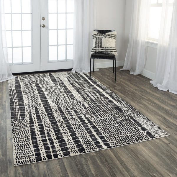 Rizzy Emerge EMG926 Power Loomed  Polyester Rug Beige/Black 8'6" x 11'10"
